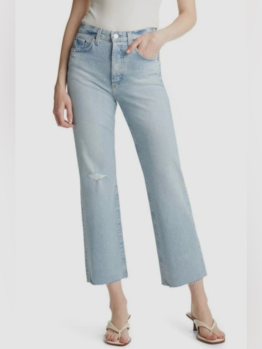 AG Adriano Goldschmied Kinsley High Rise Pop Crop Jeans Contour 360 Size 33